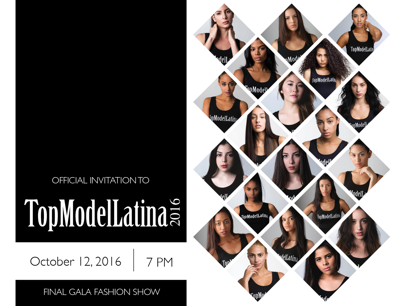 Top Model Latina invitation card